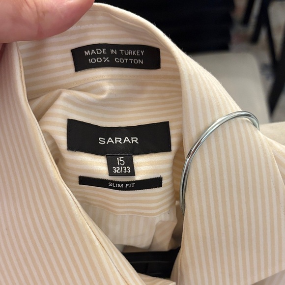Sarar Light Beige Pinstripe Dress Shirt - Picture 2 of 3